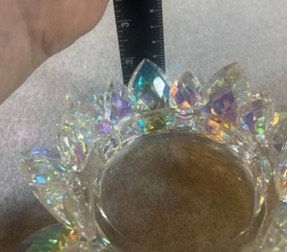 2-Crystal Lotus Flower Candle Holders Iridescent - Picture 6 of 6